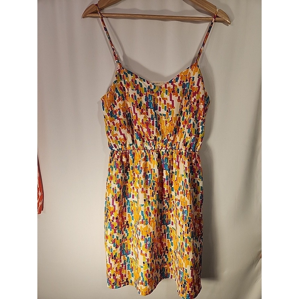 EVERLY Spaghetti Strap Mini Sundress Abstract Print Emipre Waist Flowy Womens S